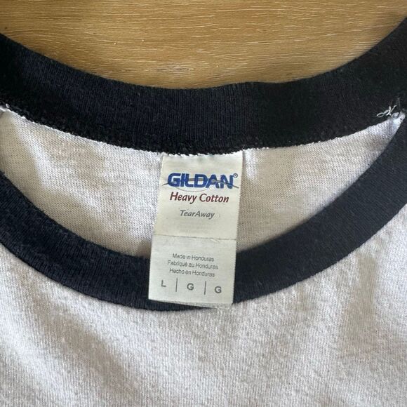 Whispers In Reverse Black & White Raglan Baseball Shirt Size Large Wolf Graphic - Picture 3 of 5